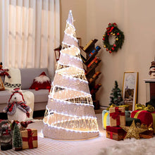 Load image into Gallery viewer, 5 FT Pre - lit Christmas Cone Tree, Artificial Spiral Conic Tree with 300 Warm White &amp; 250 Cold White LED Lights, Xmas Holiday Decor for Home Party