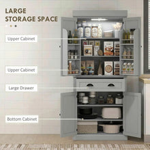Load image into Gallery viewer, Spaco 17-Tier Kitchen Small Pantry Cabinet with 2 Doors and 6 Adjustable Shelves, Cabinet Pantry, Freestanding 5-Tier Shelving Pantries