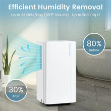 Load image into Gallery viewer, 32 Pint Dehumidifier with 3.3FT Drain Hose, 24H Timer &amp; 3 - Color Indicator, 2000 Sq.Ft Portable Dehumidifier for Basement, Bedroom, Bathroom