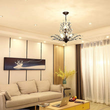 Load image into Gallery viewer, Ganeed Vintage 8 Lights Pendant Light Crystal Chandeliers Adjustable Ceiling Light for Living Room Bedroom Restaurant Porch Hallway - Black
