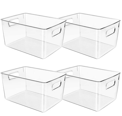 Control Kitchen Clear Plastic Storage Bins, Perfect for Kitchen Organization or Pantry Organization and Storage, Fridge Organizer, Clear Storage
