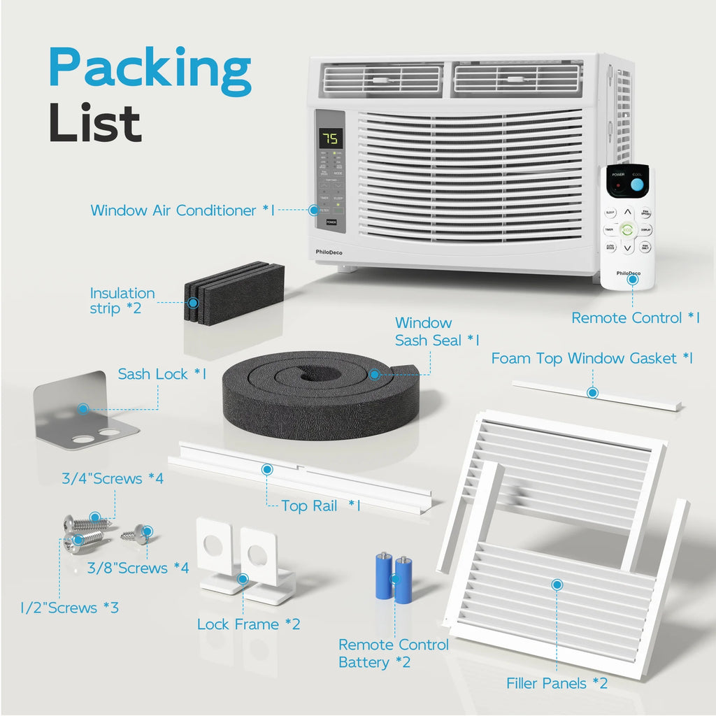 Window Air Conditioner 6000 BTU Cool to 250 Sq Ft Intelligent, LED, Remote Control, Easy to Clean Filter Screen, Can Be Used As a Dehumidifier/Fan