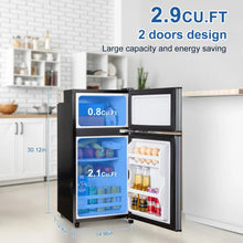 Load image into Gallery viewer, 3.5 Cu.ft Mini Fridge Freezer, 2 Door Small Refrigerator, 7 Level Adjustable Thermostat Freezer Fridge for Living Room, Kitchen and Apartment, Sivelr