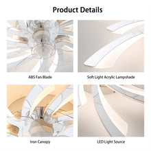 Load image into Gallery viewer, Garwarm Dimmable Ceiling Fan with Light and Remote Control, 27" Small Flush Mounted Ceiling Fan