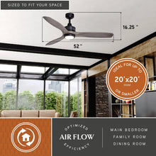 Load image into Gallery viewer, Vaxcel Curtiss Satin Brass Mid - Century Modern MCM Wood Propeller Ceiling Fan with LED Light Kit and Remote