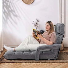 Load image into Gallery viewer, 6 - Position Adjustable Floor Sofa Bed, Folding Lazy Sofa Chaise Lounger Recliner with Armrests &amp; Footrests for Living Room, Bedroom &amp; Gaming
