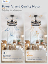 Load image into Gallery viewer, Zardon 52 in Black Ceiling Fan with LED Light and Remote, Downrod 6-Speed and Quiet Reversible DC Motor for Bedroom, Living Room, Indoor