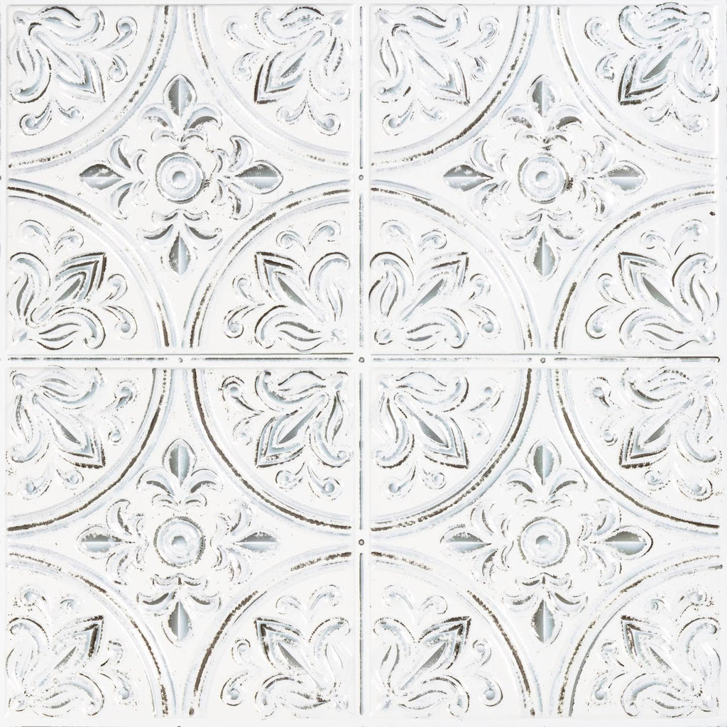 RoomMates Peel and Stick Tile Backsplash White Tin
