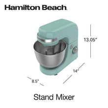 Load image into Gallery viewer, Hamilton Beach 4 Quart Stand Mixer for Kitchen, 7 Speeds, Tilt - Head, Dough Hook, Whisk &amp; Flat Beater, White