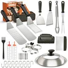 Load image into Gallery viewer, Blackstone Griddle Accessories Kit,28PCS Flat Top Grilling Tools Set for Blackstone and Camp Chef,Griddle Cleaning Kit Cooking Utensils Set with