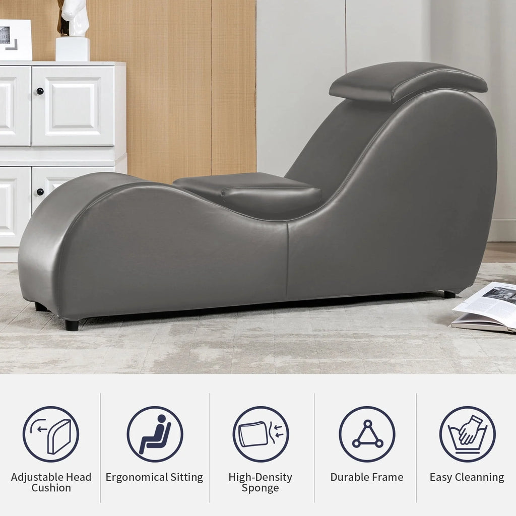 MUZZ Yoga Chair, Curved Yoga Chaise Lounge for Adults Stretching Exercising Relaxing, Chaise Lounge Chair with Adjustable Mats