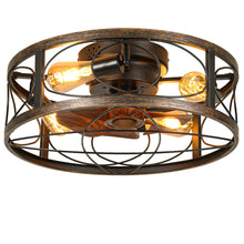 Load image into Gallery viewer, Dextrus 20" Caged Ceiling Fan with Lights and Remote Control, Rustic Farmhouse Flush Mount Design with Reversible DC Motor, 6 Speed Settings
