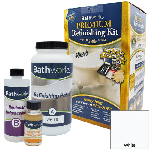 Bathworks DIY Bathtub and Tile Refinishing Kit, White - 20 oz canister
