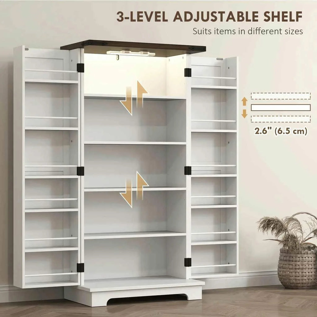 Spaco 17-Tier Kitchen Small Pantry Cabinet with 2 Doors and 6 Adjustable Shelves, Cabinet Pantry, Freestanding 5-Tier Shelving Pantries