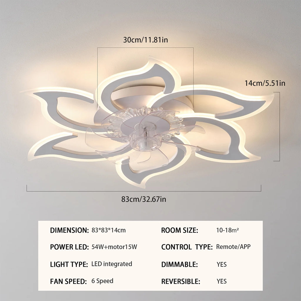 Garwarm Dimmable Ceiling Fan with Light and Remote Control, 27" Small Flush Mounted Ceiling Fan