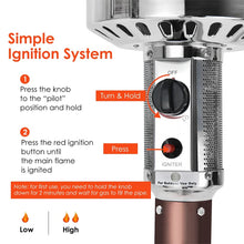Load image into Gallery viewer, 50,000 BTU Propane Patio Heater, Standing Stainless Steel Outdoor Heater with Wheels, Triple Protection, CSA Certified for Deck &amp; Commercial