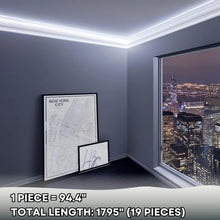 Load image into Gallery viewer, 7-Piece Crown Molding with LED Duct Kit, 55.12 ft Waterproof Channel for Ambient Home Accent Lighting and LED Strip Installation