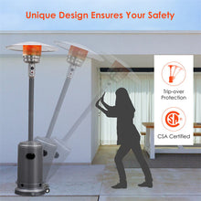 Load image into Gallery viewer, 50,000 BTU Propane Patio Heater, Standing Stainless Steel Outdoor Heater with Wheels, Triple Protection, CSA Certified for Deck &amp; Commercial