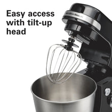 Load image into Gallery viewer, Hamilton Beach 4 Quart Stand Mixer for Kitchen, 7 Speeds, Tilt - Head, Dough Hook, Whisk &amp; Flat Beater, White