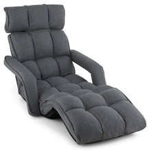 Load image into Gallery viewer, 6 - Position Adjustable Floor Sofa Bed, Folding Lazy Sofa Chaise Lounger Recliner with Armrests &amp; Footrests for Living Room, Bedroom &amp; Gaming