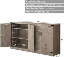 Load image into Gallery viewer, 71" Tall Farmhouse Kitchen Pantry Cabinet, 5 Layers Storage Cabinet with Adjustable Shelves, Farmhouse Pantry Cabinet with 4 Barn Doors