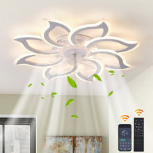 Load image into Gallery viewer, Garwarm Dimmable Ceiling Fan with Light and Remote Control, 27" Small Flush Mounted Ceiling Fan