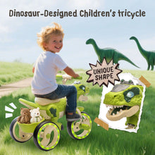 Load image into Gallery viewer, Xuanlur Kids Ride on Dinosaur Tricycle, Toddlers Kid Trike with Wide Flash Wheels, Anti - Slip Pedals, Rear Basket, Music &amp; LED Lights, Toddler Bike