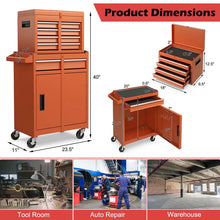 Load image into Gallery viewer, 2 - in - 1 Rolling Tool Chest, 5-Drawer Tool Storage Cabinet with Wheels, Adjustable Shelf, Tool Box Organizer for Garage Warehouse Workshop