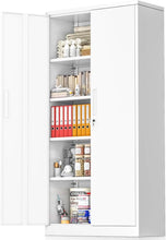 Load image into Gallery viewer, SOLAURA 71" Metal Garage Storage Cabinet with Locking Doors and Adjustable Shelves for Home, Office(Black)
