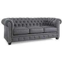 Load image into Gallery viewer, Hancock Tufted Top Grain Italian Leather Chesterfield Sofa - Dimensions: 31" H x 86" W x 40" D