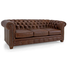 Load image into Gallery viewer, Hancock Tufted Top Grain Italian Leather Chesterfield Sofa - Dimensions: 31" H x 86" W x 40" D