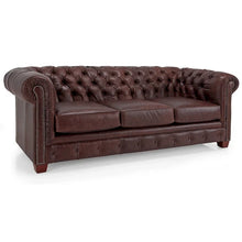 Load image into Gallery viewer, Hancock Tufted Top Grain Italian Leather Chesterfield Sofa - Dimensions: 31" H x 86" W x 40" D
