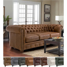 Load image into Gallery viewer, Hancock Tufted Top Grain Italian Leather Chesterfield Sofa - Dimensions: 31" H x 86" W x 40" D