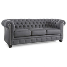 Load image into Gallery viewer, Hancock Tufted Top Grain Italian Leather Chesterfield Sofa - Dimensions: 31" H x 86" W x 40" D
