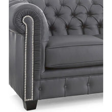 Load image into Gallery viewer, Hancock Tufted Top Grain Italian Leather Chesterfield Sofa - Dimensions: 31" H x 86" W x 40" D