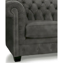 Load image into Gallery viewer, Hancock Tufted Top Grain Italian Leather Chesterfield Sofa - Dimensions: 31" H x 86" W x 40" D