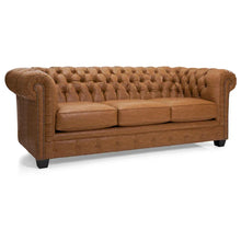 Load image into Gallery viewer, Hancock Tufted Top Grain Italian Leather Chesterfield Sofa - Dimensions: 31" H x 86" W x 40" D