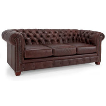 Load image into Gallery viewer, Hancock Tufted Top Grain Italian Leather Chesterfield Sofa - Dimensions: 31" H x 86" W x 40" D