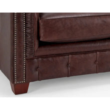 Load image into Gallery viewer, Hancock Tufted Top Grain Italian Leather Chesterfield Sofa - Dimensions: 31" H x 86" W x 40" D