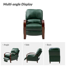Load image into Gallery viewer, Set of 2 Alex Mid - Century Modern Genuine Leather Manual Recliners with Curved Wooden Arms