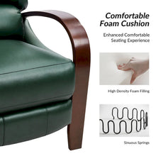 Load image into Gallery viewer, Set of 2 Alex Mid - Century Modern Genuine Leather Manual Recliners with Curved Wooden Arms