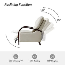 Load image into Gallery viewer, Set of 2 Alex Mid - Century Modern Genuine Leather Manual Recliners with Curved Wooden Arms