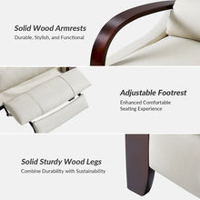 Load image into Gallery viewer, Set of 2 Alex Mid - Century Modern Genuine Leather Manual Recliners with Curved Wooden Arms