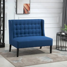 Load image into Gallery viewer, HOMCOM Armless Double Sofa Loveseat - Tufted Linen Upholstery Couch with Wooden Legs for Living Room - 28.75 x 43.25 x 36.5 inches