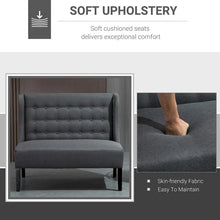Load image into Gallery viewer, HOMCOM Armless Double Sofa Loveseat - Tufted Linen Upholstery Couch with Wooden Legs for Living Room - 28.75 x 43.25 x 36.5 inches
