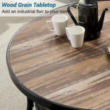 Load image into Gallery viewer, Myhozm Industrial Round Metal Coffee Table with Shelf – Perfect for Living Room, Home Office, and Bedroom