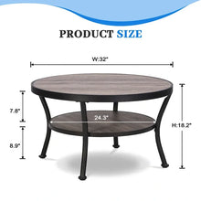 Load image into Gallery viewer, Myhozm Industrial Round Metal Coffee Table with Shelf – Perfect for Living Room, Home Office, and Bedroom