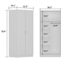 Load image into Gallery viewer, 5-Shelf Wardrobe Cabinet with Double Doors, Home Storage Organizer