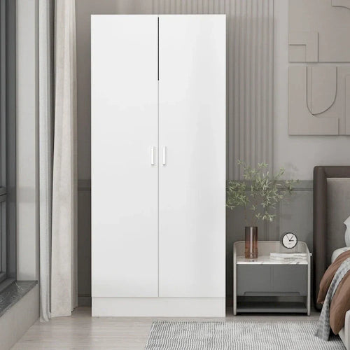 Freestanding 2 - Door Bedroom Armoire with Hanging Rod
