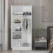 Load image into Gallery viewer, Freestanding 2 - Door Bedroom Armoire with Hanging Rod